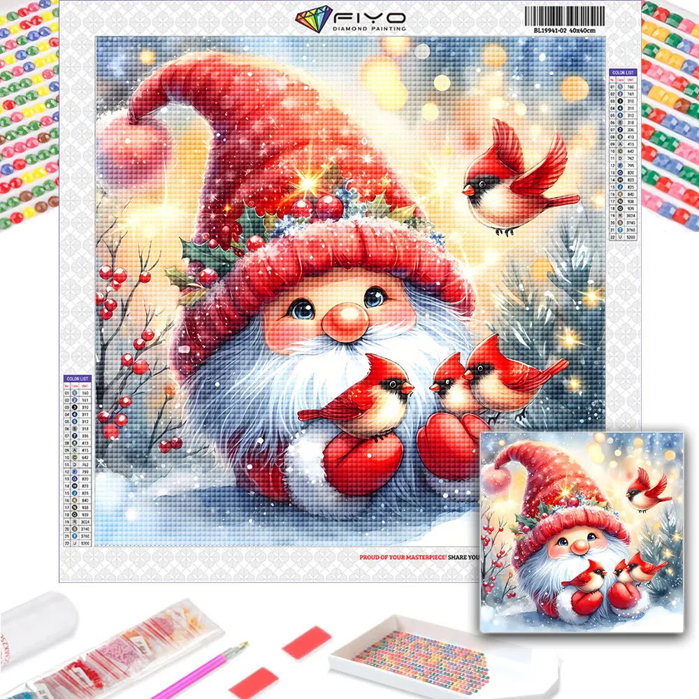 Pittura diamante nuovo 2024 Chistmas babbo natale 5D fai da te diamante pieno mosaico arte cartone animato gnomo ricamo decorazioni per la casa quadro