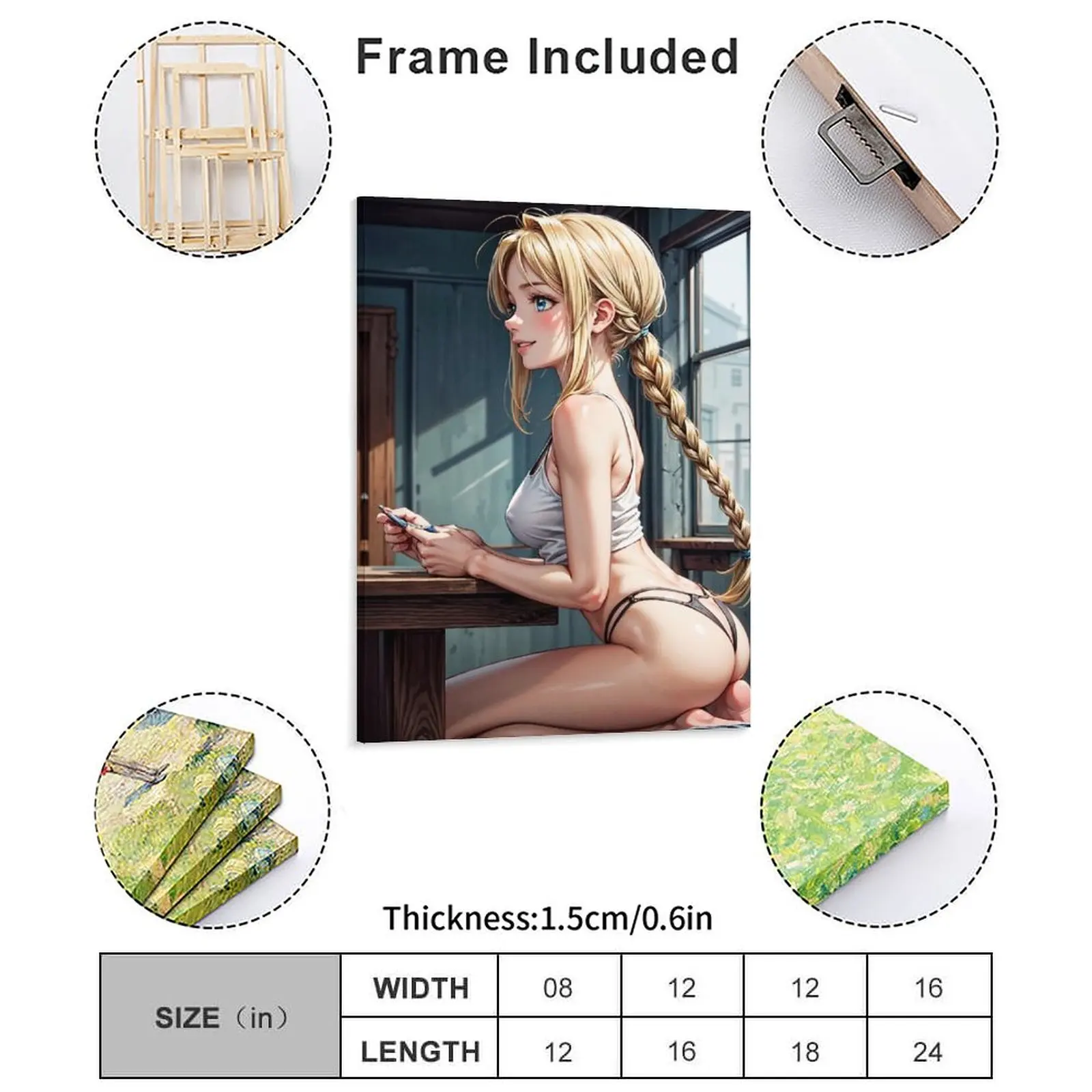 Anime Pinup Girl Suki Tanaka 007 Playing Strip Poker Canvas Painting Cinema Club Printing Printing Garage Framed Wall Paintings
