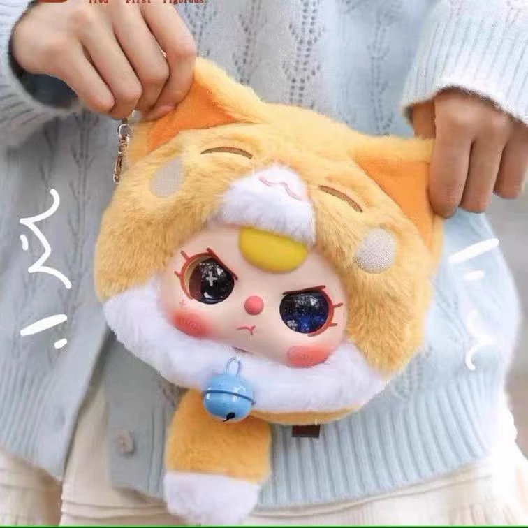 Authentic Baby Three Lucky Cat Blind Box Zipper Bag Vinly Mystery Box Pendant Cute Doll Girl Birthday Gift Zipper Bag Trendy Toy