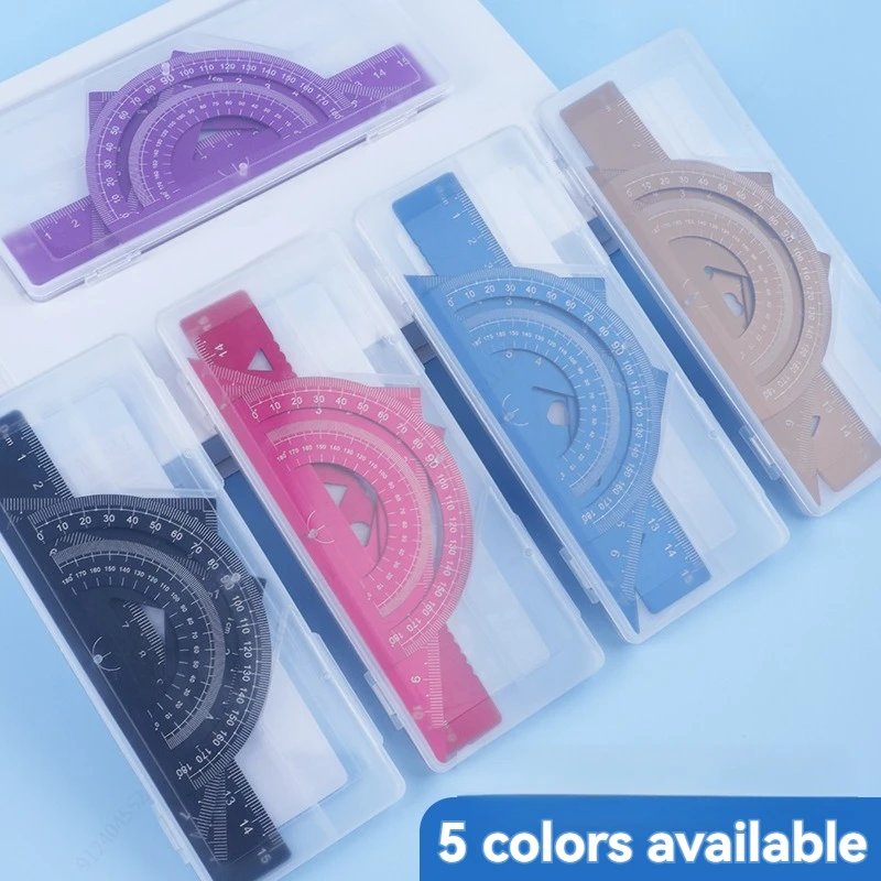 4 In 1 Aluminum Alloy Ruler Stationery Set Aluminum Alloy Multifunctional Combination Ruler for Drawing Ruler Set