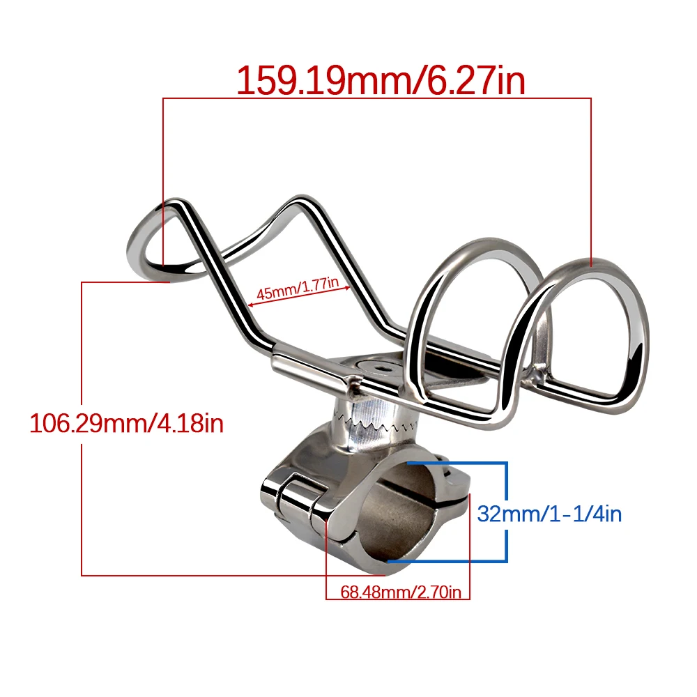 

High Mirror Polished Boat Accessories Stainless Steel Boat Fishing Rod Holder Rod Holders Fishing Rod Holder Clamp