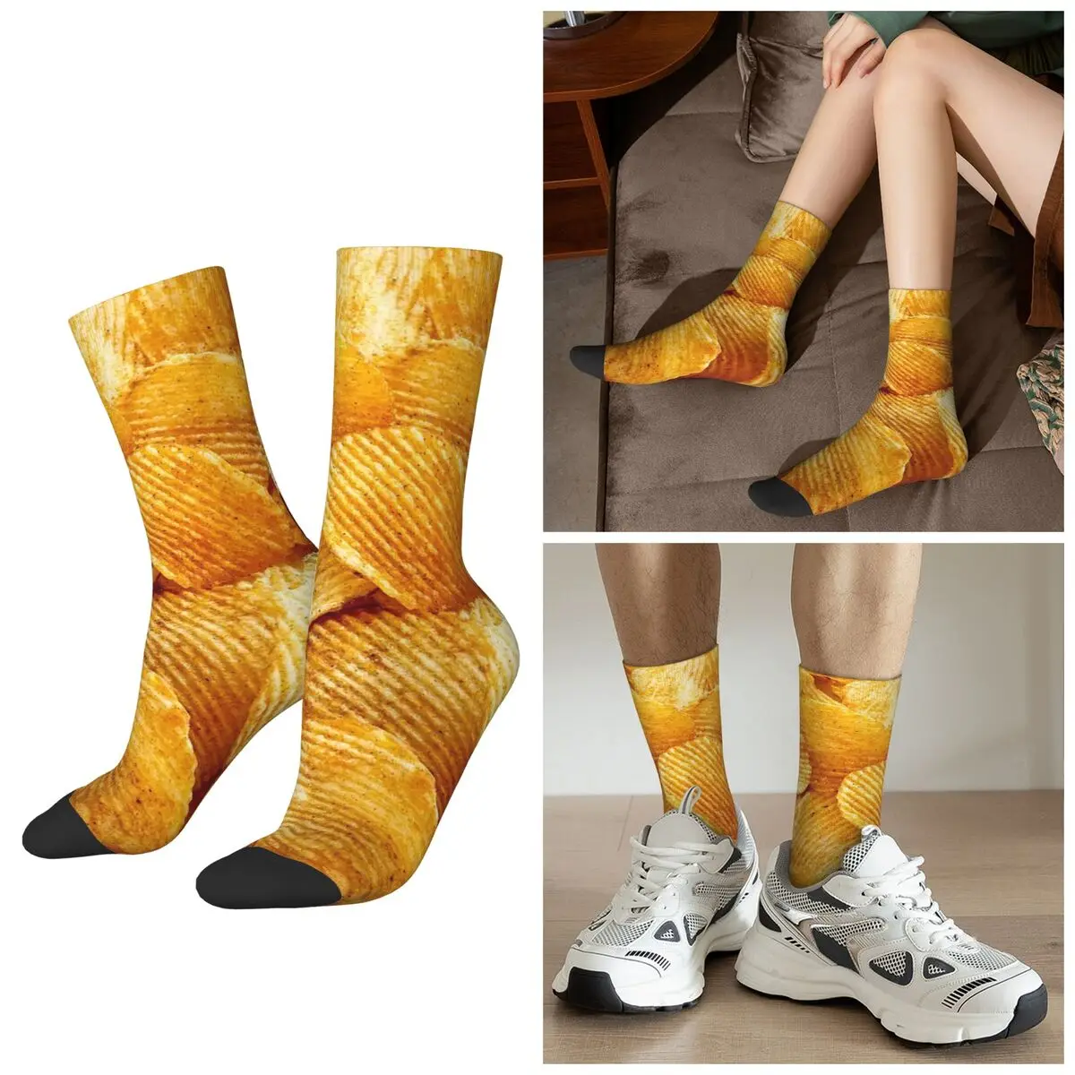 

Всесезонные носки с картофельными чипсами, носки в стиле Харадзюку, чулки в стиле хип-хоп для мужчин и женщин, подарки