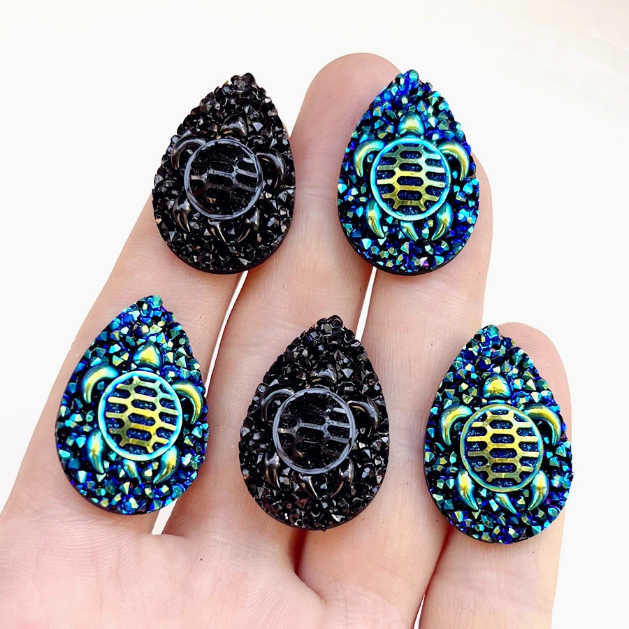 Charm Turtle Ore Resin rhinestone Flat back scrapbook Sewing Drop shaped Rhinestone diy Indigenous earring decoration