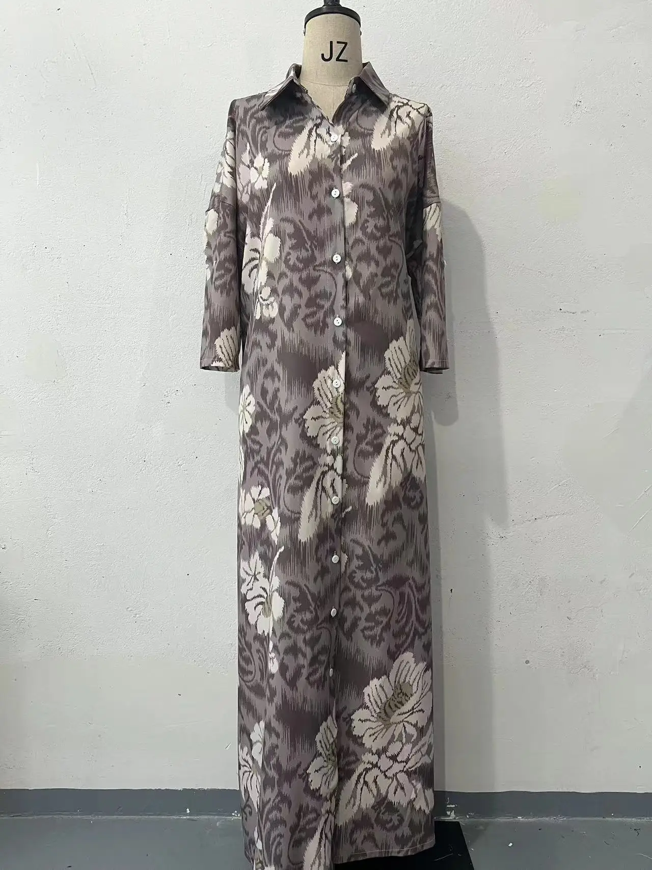 Primavera otoño mujer camisa de manga larga vestido mujer estampado de leopardo Casual suelto botón hasta vestido largo 2025 vacaciones Maxi vestido