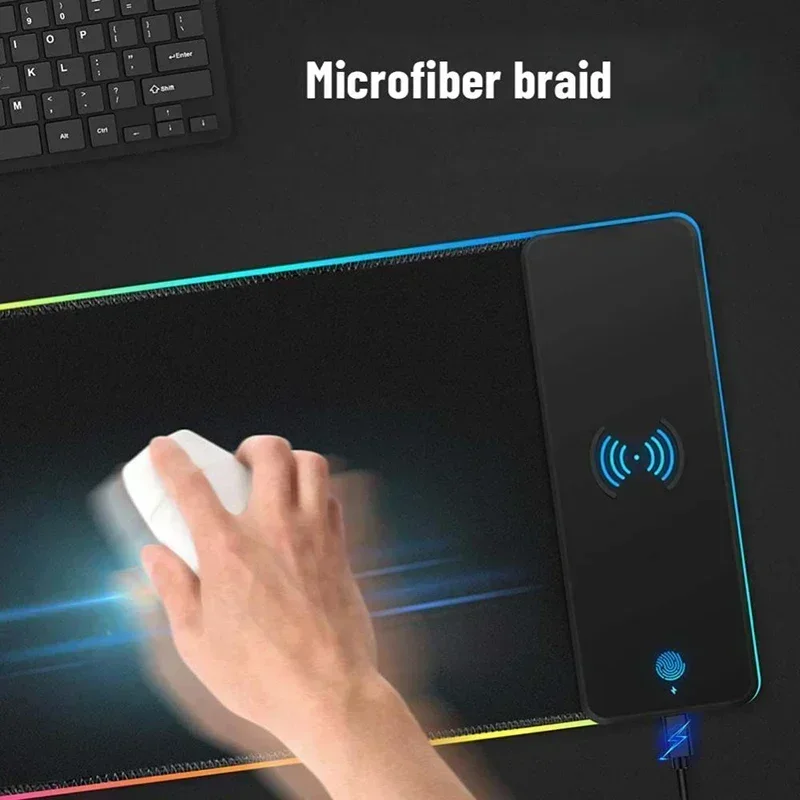 Ricarica Wireless Mousepad Gamer accessori per ufficio digitali geometrici configurazione tappetino per Mouse scrivania cuscino per tavolo interno Pad per tastiera