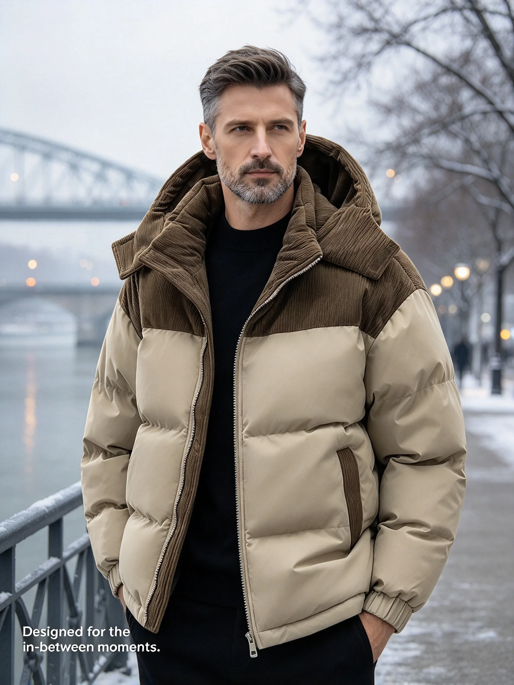 Men Retro Hooded Winter Jacket, Designer Streetwear Outerwear, Zip Up Oversized Coat, Warm Thick Male Outerwear, Menswear Tops