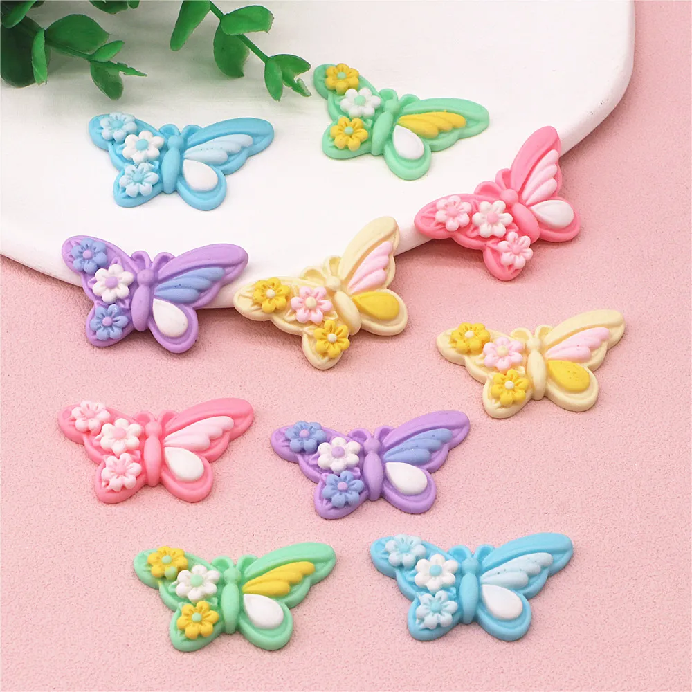 10pcs Cute MixColors Resin Butterfly Flatback Cabochon DIY Hair Clip Home Craft Decoration Accessories