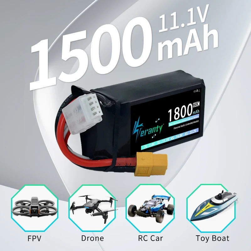 4 szt. TERANTY 2S 3S 4S Akumulator Lipo 1500mAh 45C z T/XT30/XT60 do Samolotów RC Helikopterów Quadcopterów Dronów FPV Samochodów Wyścigowych Hobby
