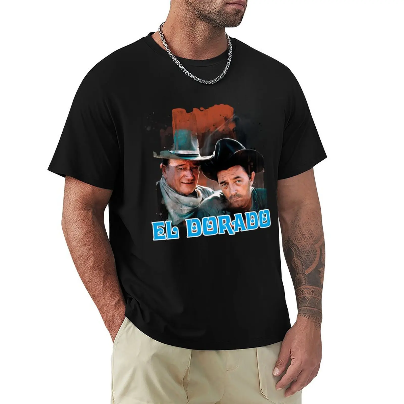

John Wayne Robert Mitchum, Western El Dorado, film 1966 T-Shirt luxury t-shirt funny gifts quick drying Men's cotton t-shirt