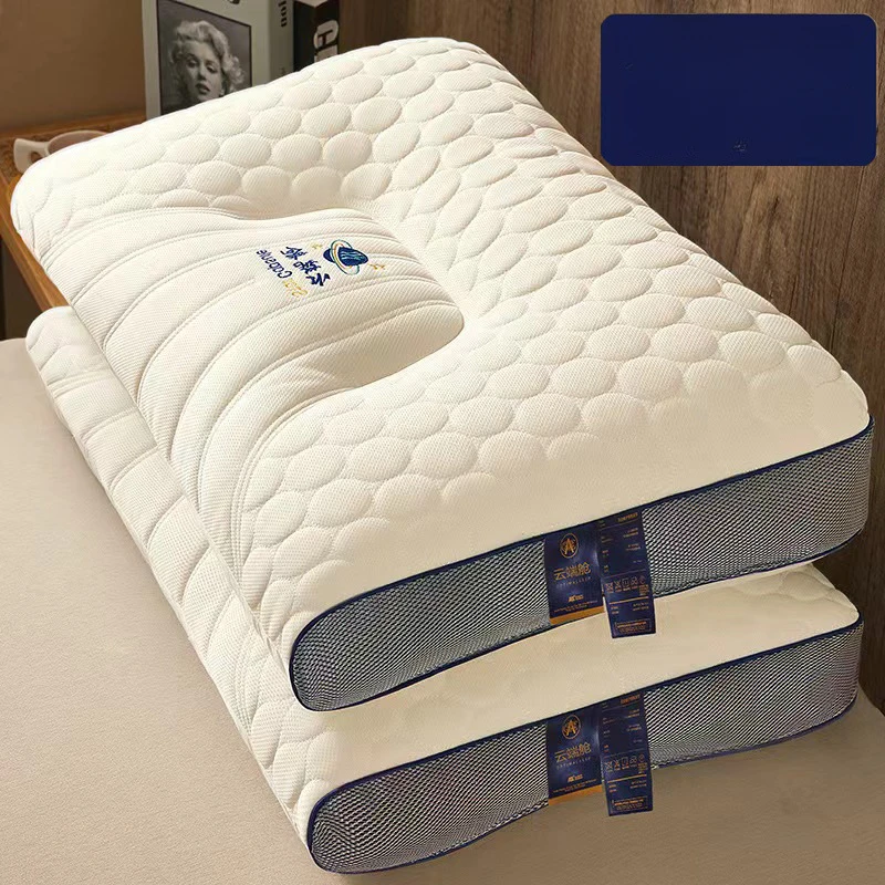 

2PCS Antibacterial And Anti-Mite Latex Pillow Household 70%Natural Rubber Cervical Spine Pillow To Help Sleep Suitable For Adult