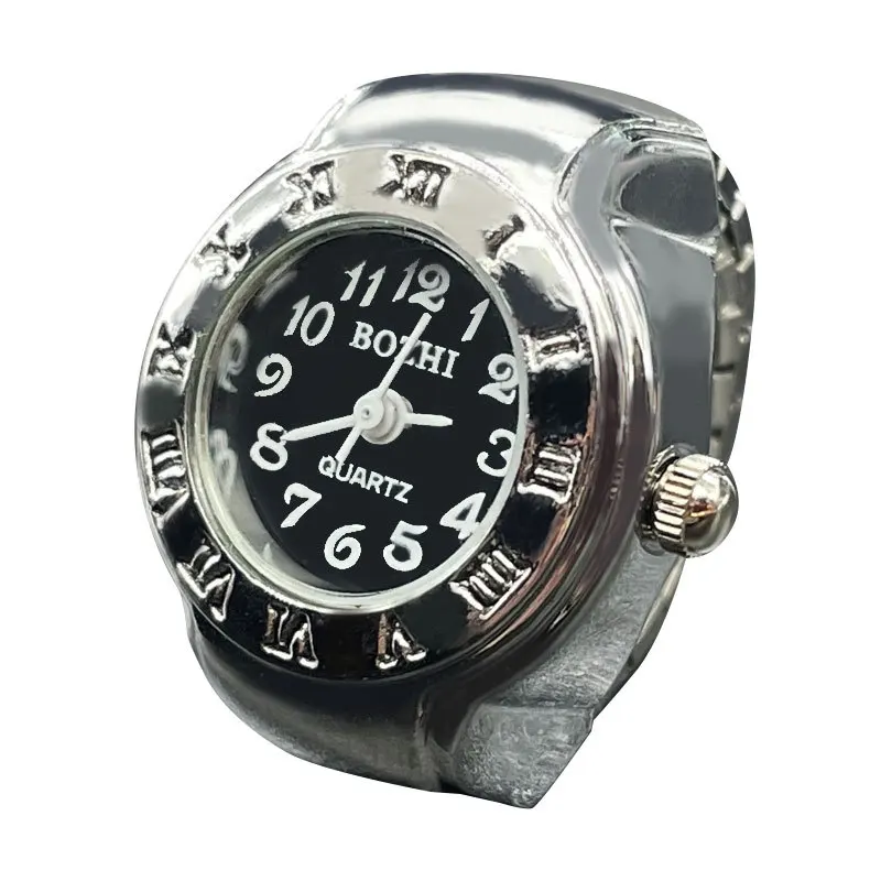 Reloj de cuarzo para dedo, banda elástica de calidad, relojes de aleación, anillos para hombre y mujer, reloj de joyería, anillo de reloj redondo Vintage de cuarzo para hombre y mujer