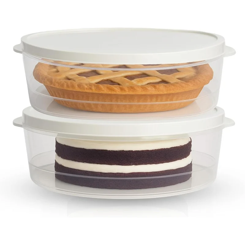 

2-Pack 10-Inch Airtight Food Storage Container with Lid - Portable Carrier for Pies, Cakes, Cupcakes