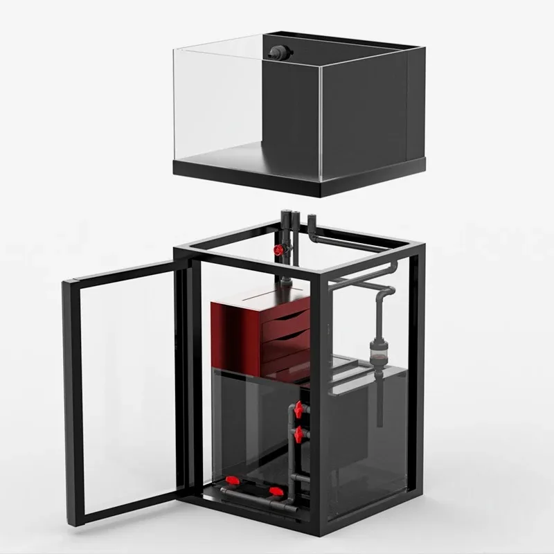 Large Square Glass Home Fish Tank Bottom Filter Coral Aquarium 220V High-end Aquatic Tank Promotion