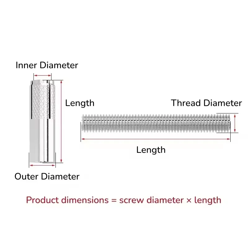 1/2Set M10 M12 304 Stainless Steel Double End Thread Rod Bolt Partition Invisible Internal Expansion Screw Extension Bracket