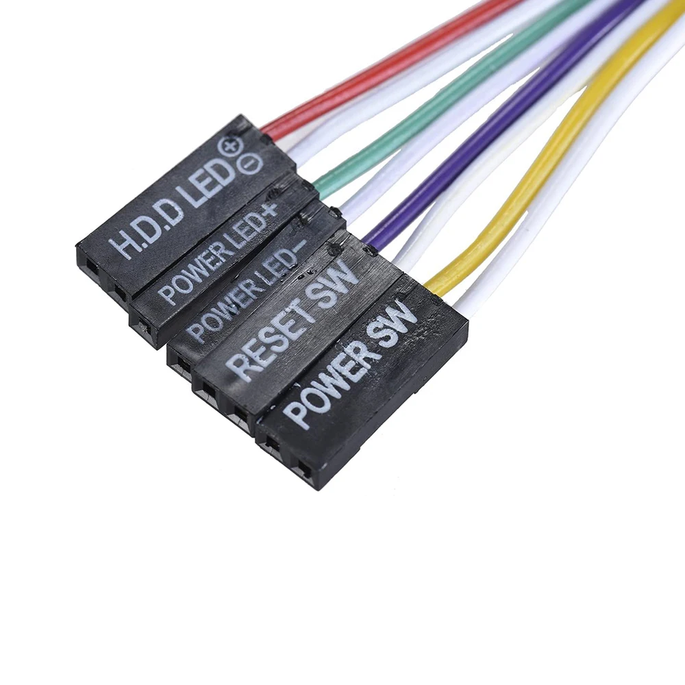 AT05-Computer Case ATX Power On Off Reset Switch Cable With 2 LED Light Light Red Green ATX Case Front Bezel Wire,65Cm