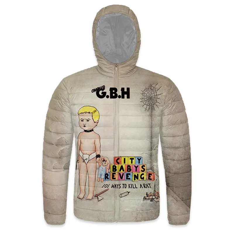 New Fashion 3D Printed  G.B.H-Rock   Zipper Down-filled Coat  Hooded Sweatshirts Harajuku Hoody Tops Clothing