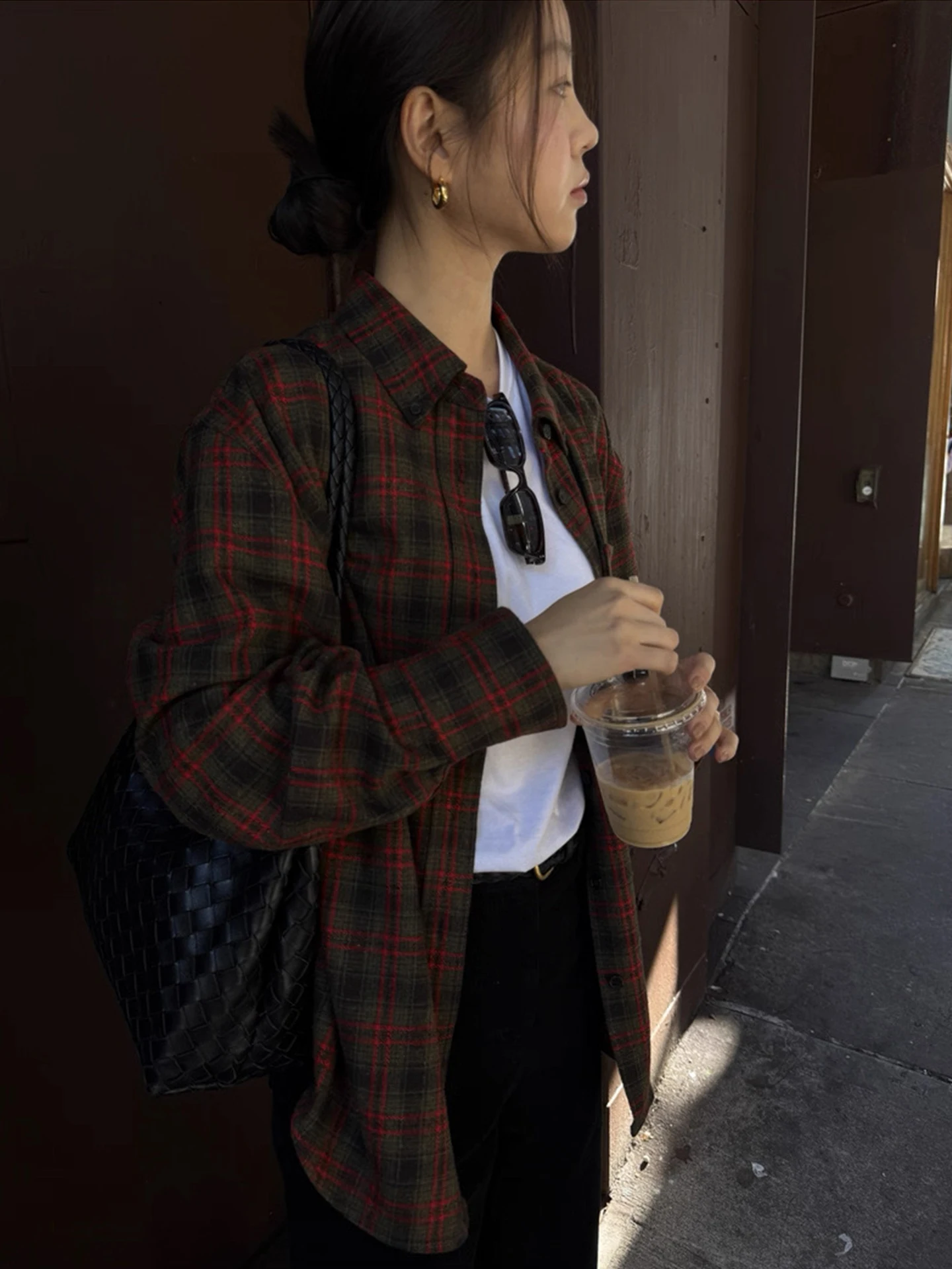 

MOSA Barnne клетчатый воротник irt Jaet женский свободный многослойный топ простой длинный све дышащий приятный для кожи повседневная одежда