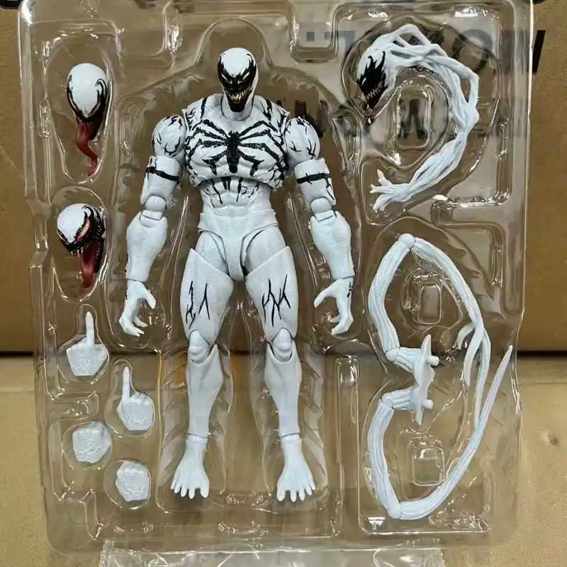

Shf Anti Venom Action Figure White Symbiote Articulated Joints Collectible Model Spider Man Toy Gift For Kids Adults Collectors