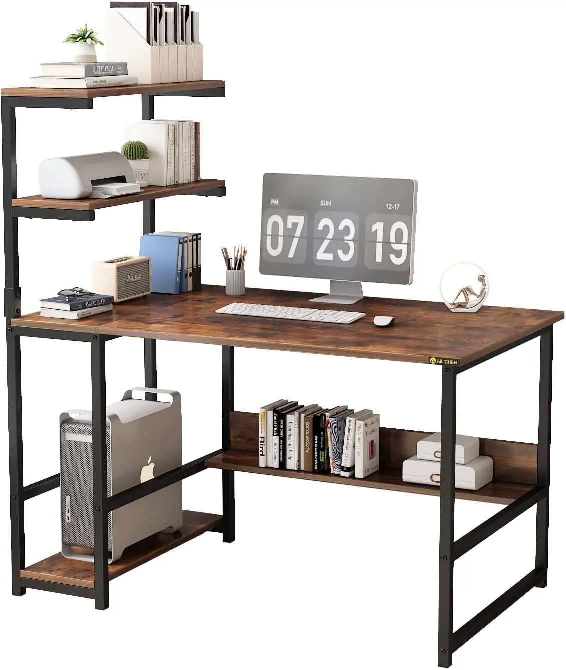 Four Level Desk With Bookcase Computer Desk Study Workstation