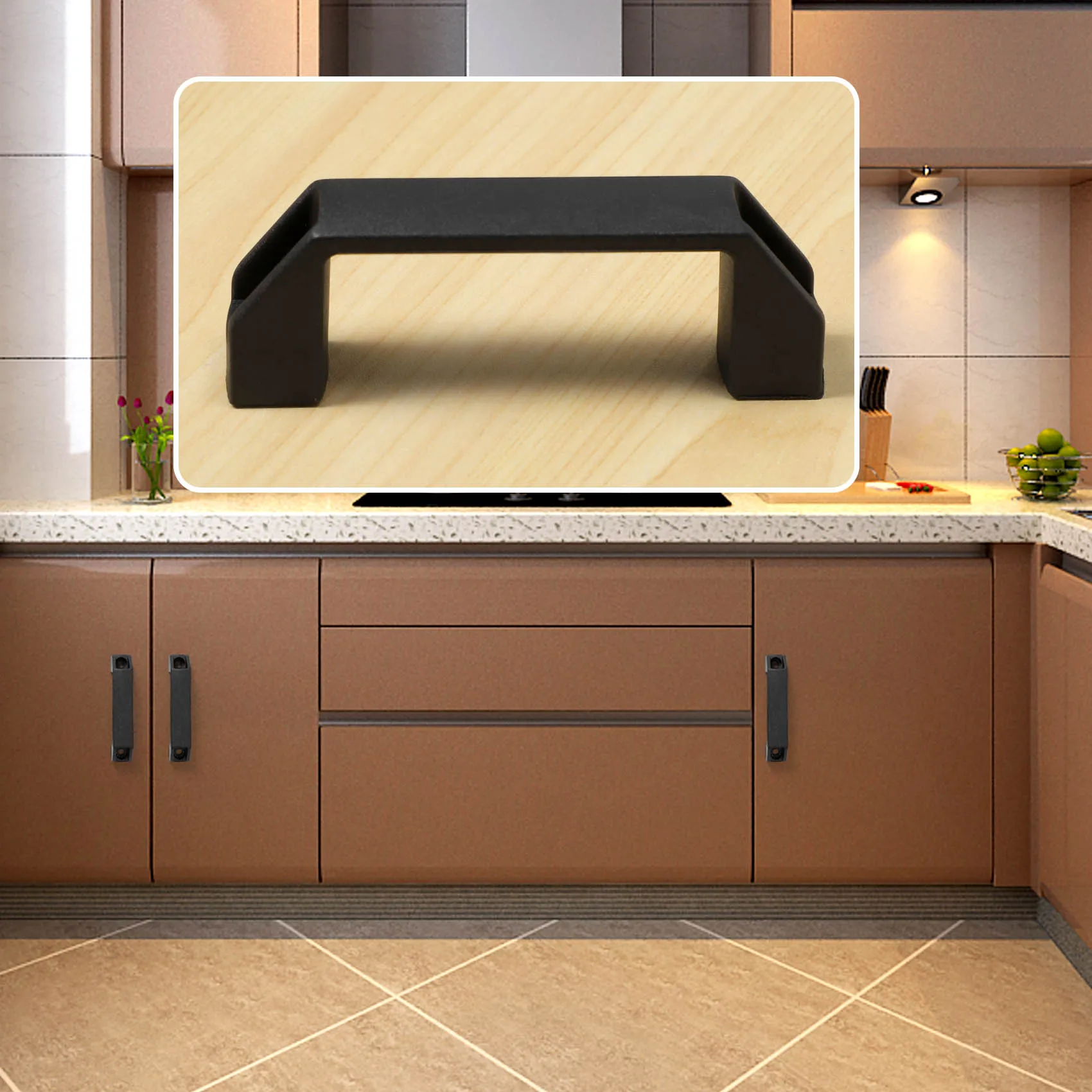 BISM1 Black 90 mm 8.9 cm hole spacing plastic cabinet drawer pull handle