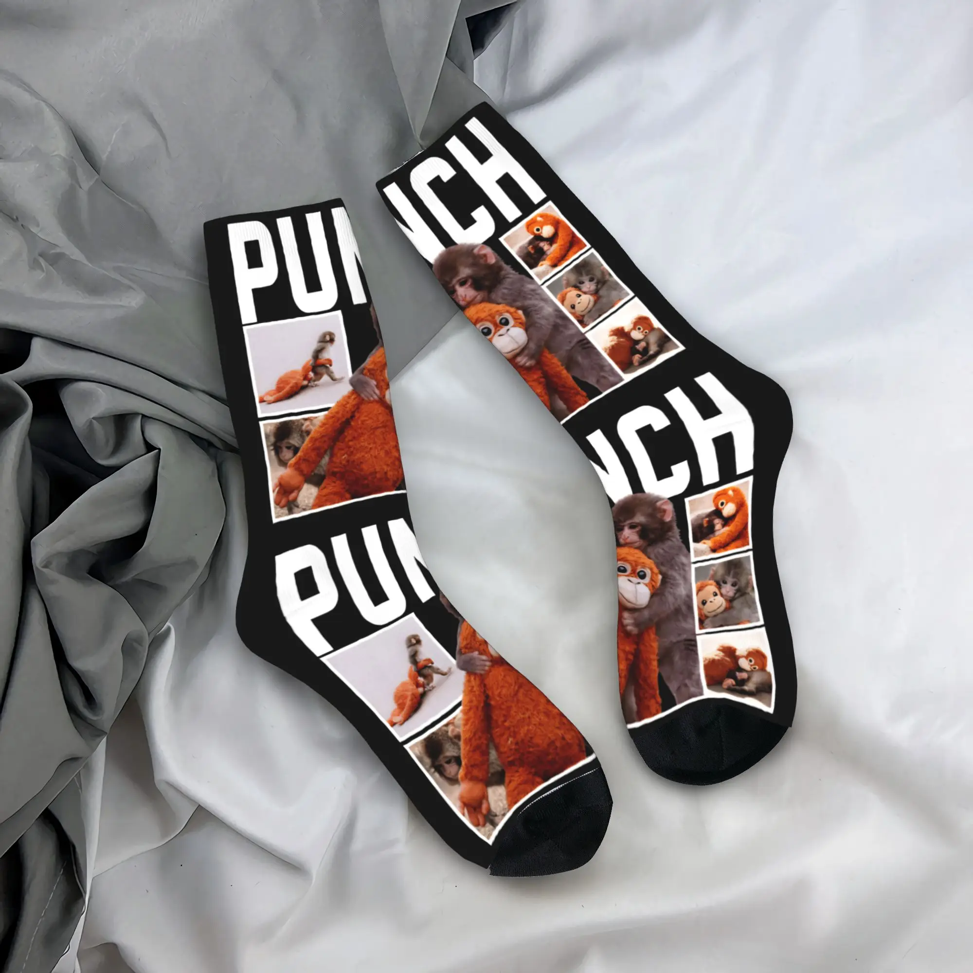 

Punch Monkey Cute Socks Men Women Polyester Fashion Socks Novelty Spring Summer Autumn Winter Middle Tube Socks Gifts