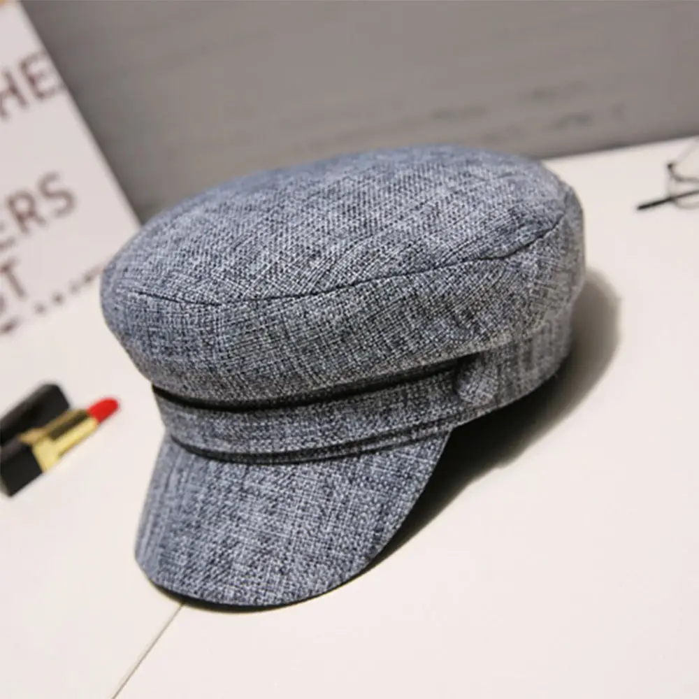 

Ladies Autumn Cotton Linen Women Berets Flat Cap Octagonal Cap Navy Hats
