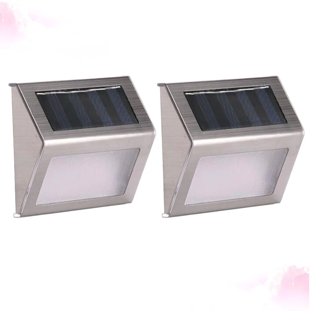 

2Pcs Stair Lights Solar Powered Stainless Steel Waterproof Outdoor Lights Corridor Fence Wall Light