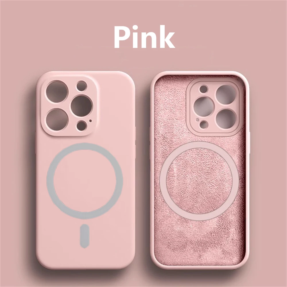Magnetische flüssige silikon case abdeckung für magsafe hülle iphone 14 13 12 mini 11 pro max 7 8 plus se xr xs x kamera präzisions loch