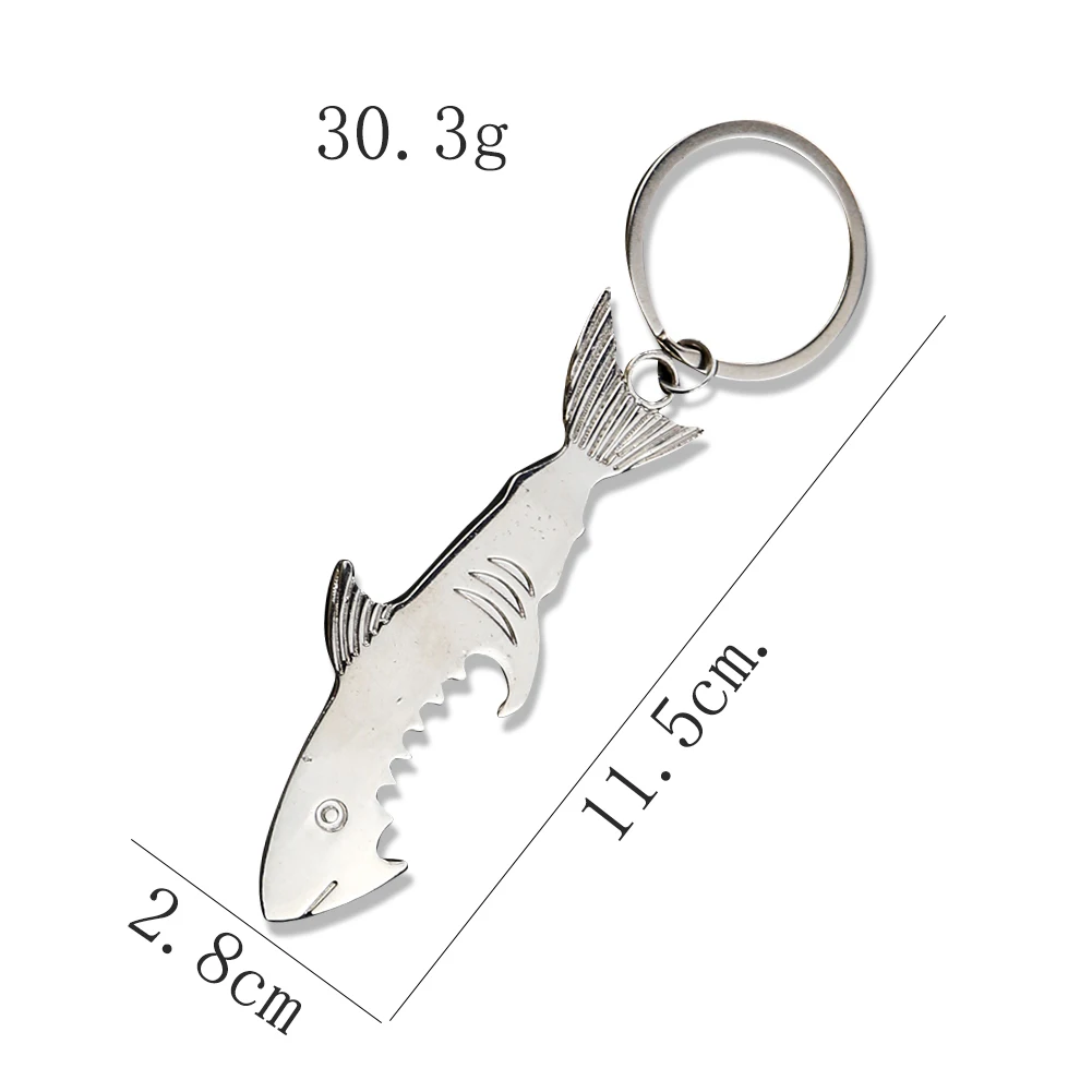 Creative Metal Shark-shape Keychain Beer Bottle Opener Personality Portable Utility Pendant Bar Restaurant Gift Kitchen Utensils