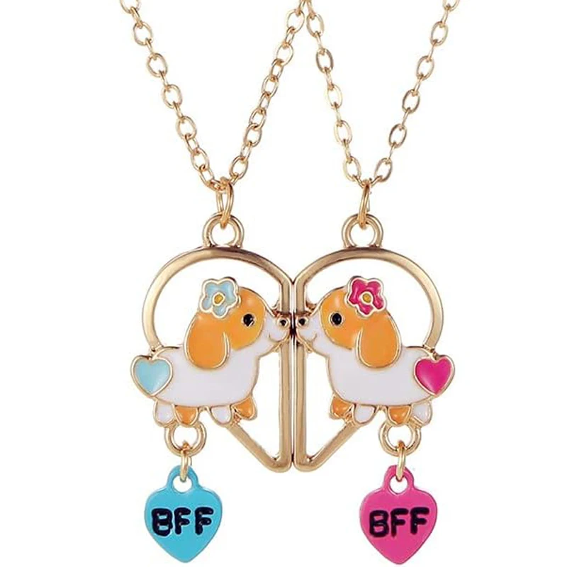 Ожерелье с подвеской «Лучший друг», подарки, очаровательные цветы, собака корги, магнитные одинаковые ожерелья дружбы для 2 девочек, BFF Sister