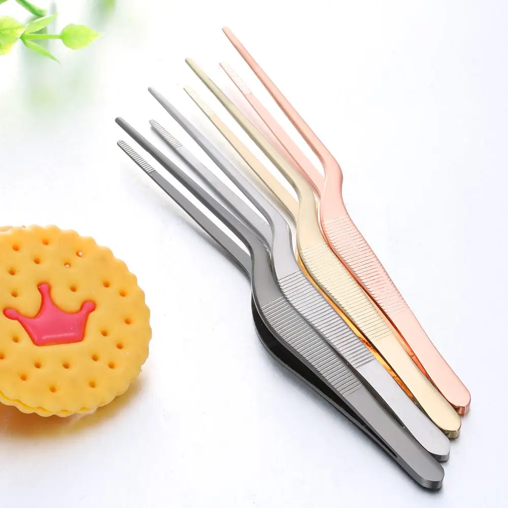 Food Tweezer Barbecue Tongs Plating Chef Food Tweezer BBQ Clip Barbecue Tongs Serving Presentation Stainless Steel Kitchen Tool