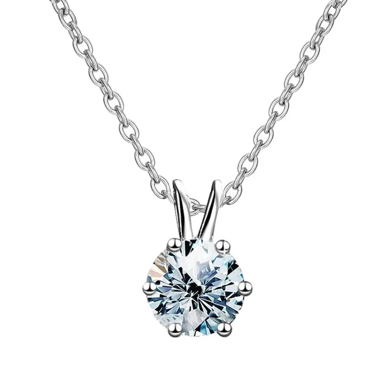  Shiny 1CT Real Moissanite Diamond Gold Pendant Wedding Necklace For Women Real 925 Sterling Silver Best Quality Jewelry - view 4