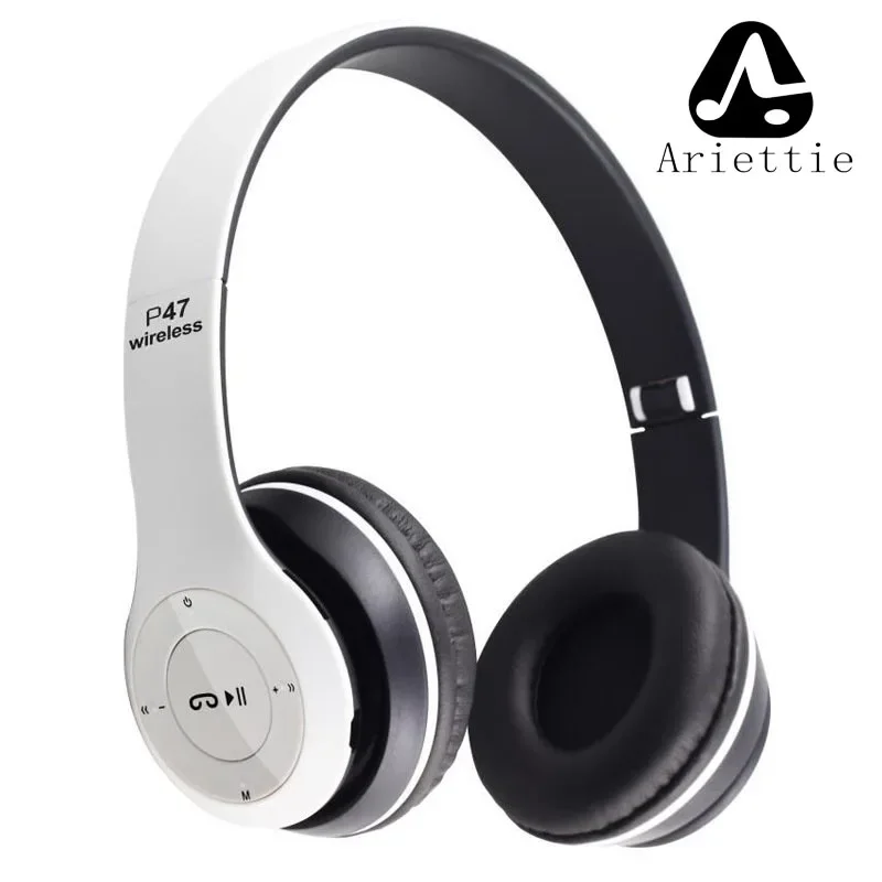 Ariettie Wireless Headphones Foldable HIFI Headset Noise Cancelling Earphone with Mic USB Adaptor For iPhone Game P47 Earbuds