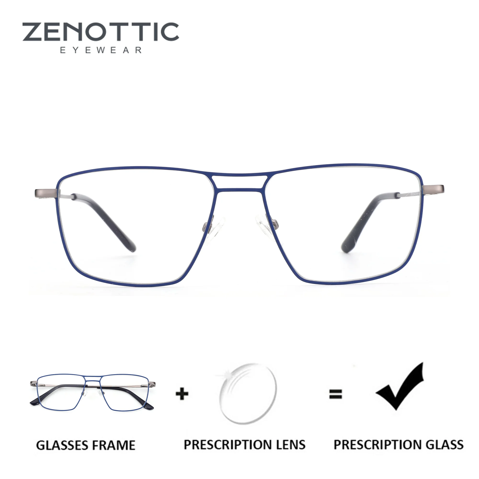 

ZENOTTIC（M Size）Fashion Metal Prescription Glasses Aviator Optical Lenses With Recipe Man Myopia Eyeglasses Men