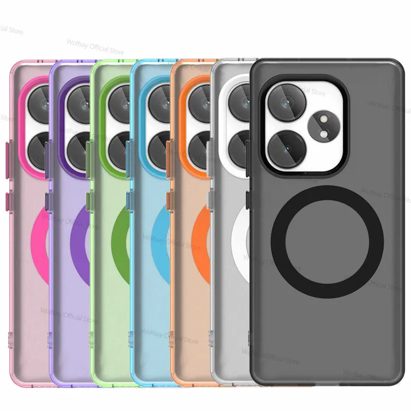 For Realme GT6 Global Case Magsafe Wireless Charging Cover Realme GT6 Global Case Shockproof Matte TPU Bumper Realme GT6 Global