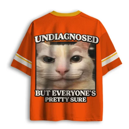 Funny Meme Cat Graphic Mesh V Neck T-shirt Men Undiagnosed Cat Meme Print Summer Street Tee