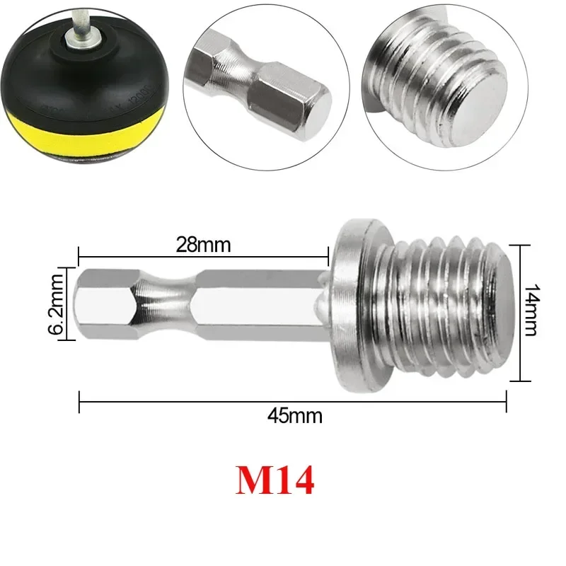 

M14 Threaded Electric Drill Angle Adapter Hexagon Shank Grinding Machine Polishing Disc Hexagon Bar Conversion Tool Accessories