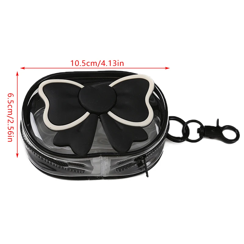 لطيف القوس عملة المحفظة البلاستيكية شفافة للماء محفظة صغيرة المحمولة السفر سماعة كابل شحن حقيبة التخزين للفتيات