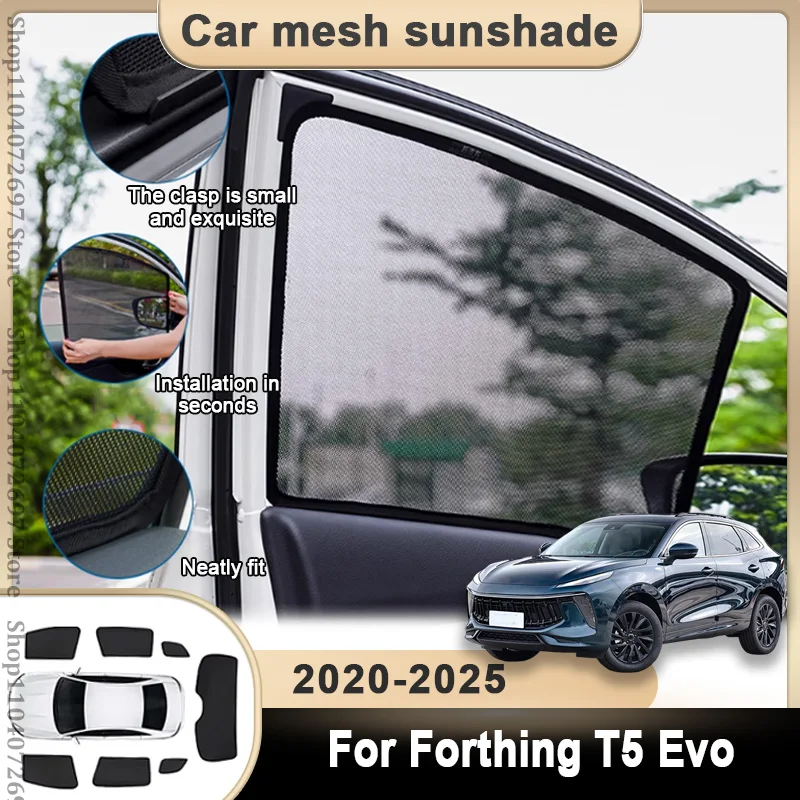For Forthing T5 Evo Cirelli 5 2020 2021 2022 2023 2024 2025 Accessories Car Magnetic Sunshade Windshield Sun Baffle Mesh Cover