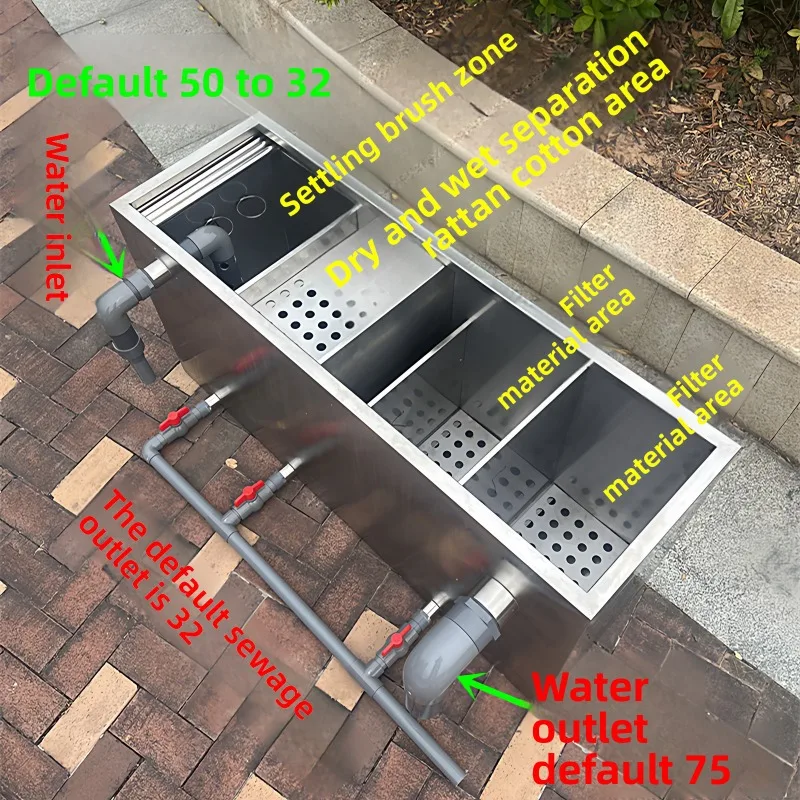 YG-12 Multifunctional Koi Fish Pond Dry and Wet Separation Filter  304 Stainless Steel High Efficiency Sedimentation Filter Box