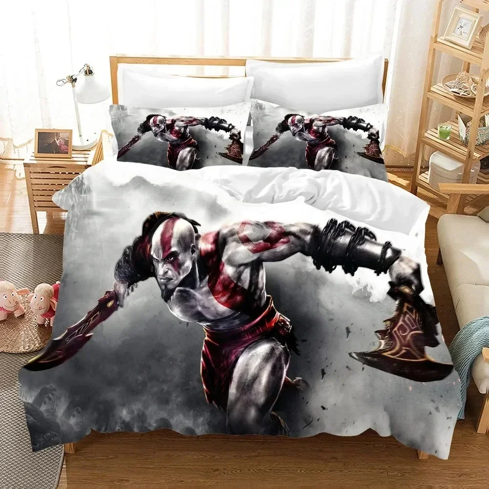 New 3D Print Game God of War Comfortable Duvet Quilt Cover Pillowcase Bedding Set Children Bedroom Decoration Home Textile