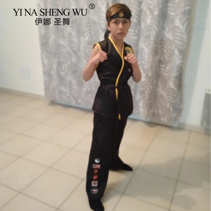 AnimeKarate Cobra Kai Uniform Cosplay Costume Tory Nichols Robby Keene Top Pants Headband Suit Halloween Party Kid Adult Outfits