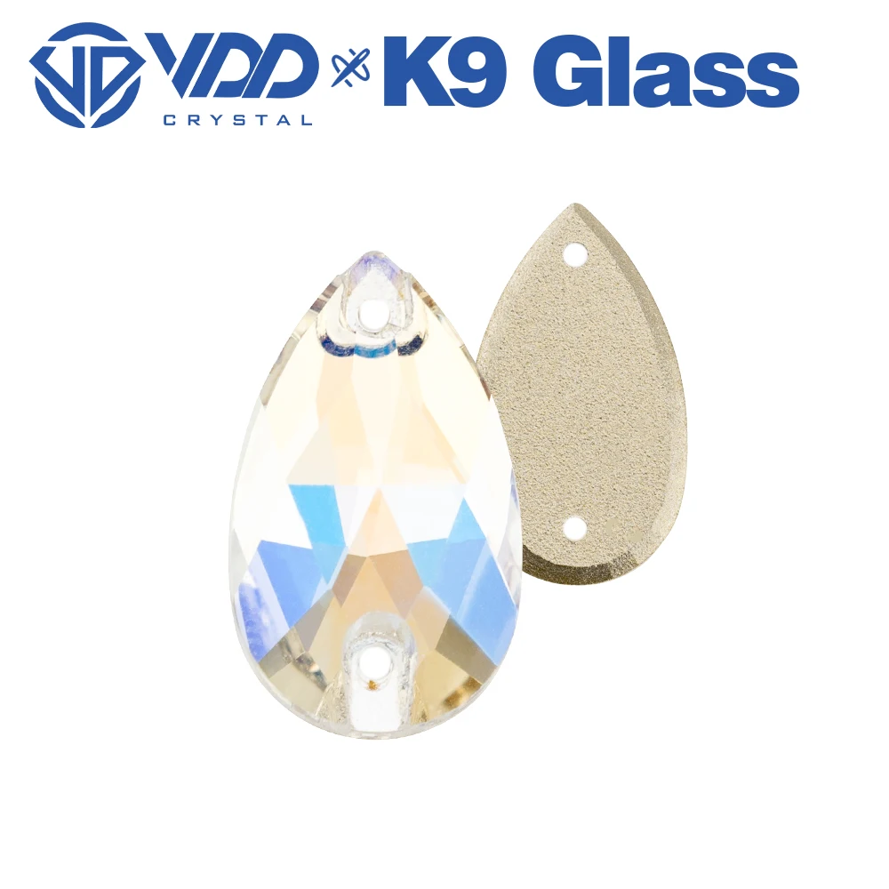 VDD S256 Moonlight Pear Top Quality K9 Glass Sew On Rhinestones Crystal Flatback Sewing Strass Stones For Garment Wedding Dress