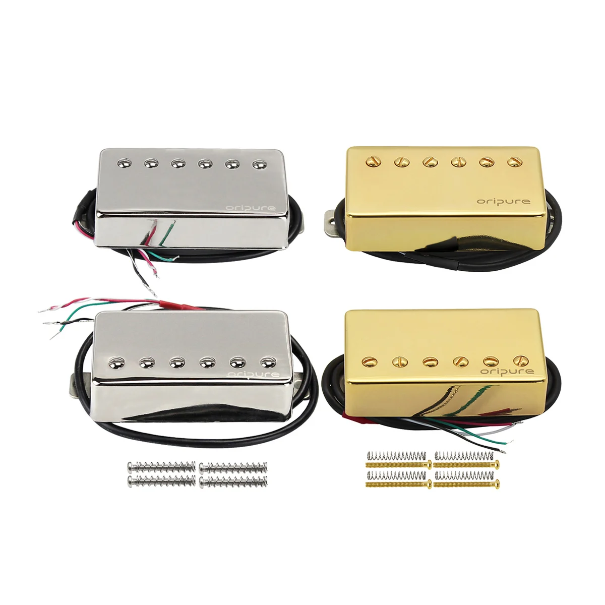 

Set of OriPure PHL5 Alnico 5 Humbucker Pickups Neck Bridge Pickup Set for LP Guitar, Chrome /Gold