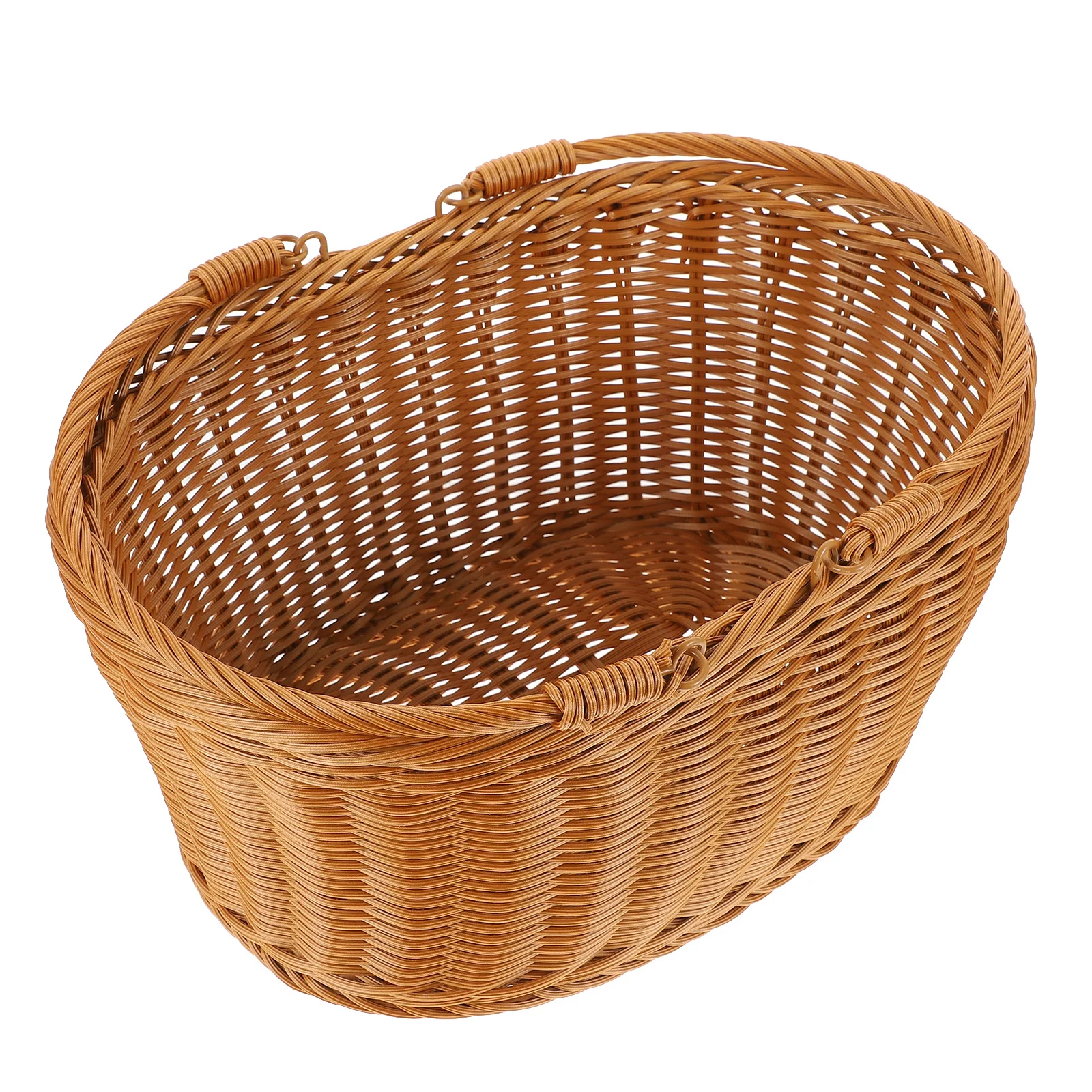 Panier de rangement de fruits et légumes, 1 pièce, panier de pique-nique Portable tissé pour pain, collations, imitation rotin léger Multi