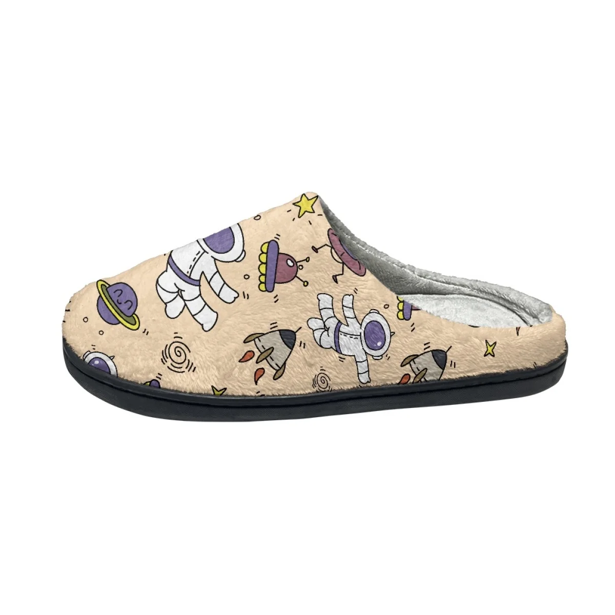 Kawaii Space Astronaut Planet Pattern Unisex Autumn Winter Home Cotton Slippers Breathable Comfortable Round Toe Flats Slipper
