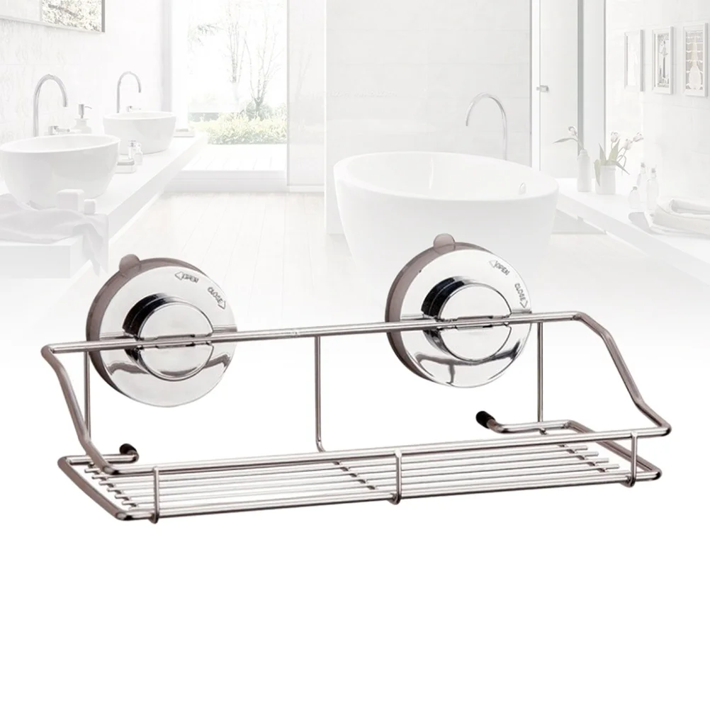

Bathroom Storage Basket Modern Metal Bath Organizer No Drill Suction Cup Design For Shower Kitchen Smooth Surfaces