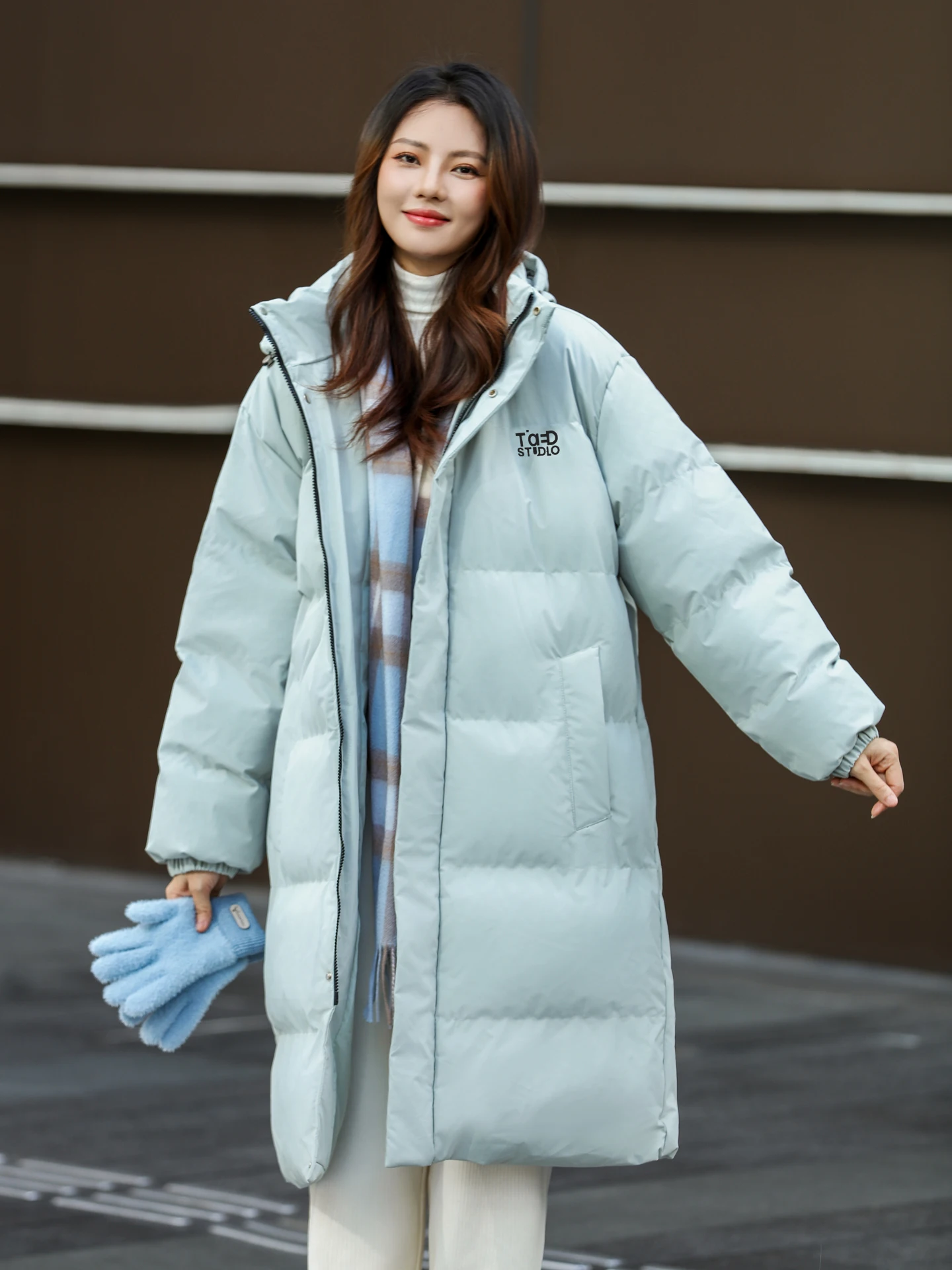 롱 다운 자트 여성용 2025년 겨울 신상 중간 길이 코튼 아메리칸 스타일 트렌디한 겨울 외투