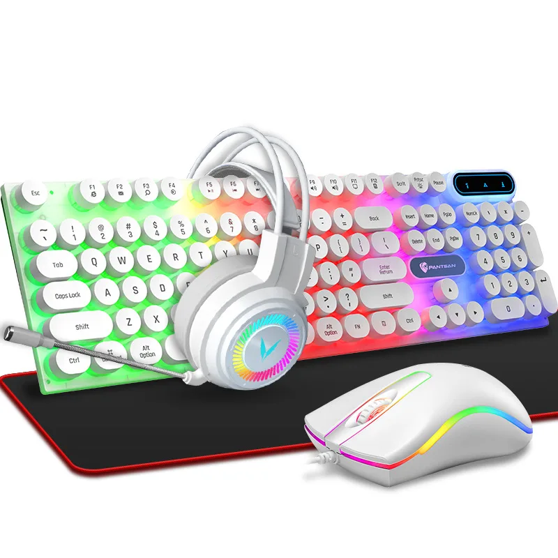 Imagem -04 - Punk Round Keyboard Mouse e Headphone Mousepad Home Teclado Work Game Keycap Combos de Computador Desktop Laptop 108key 2024