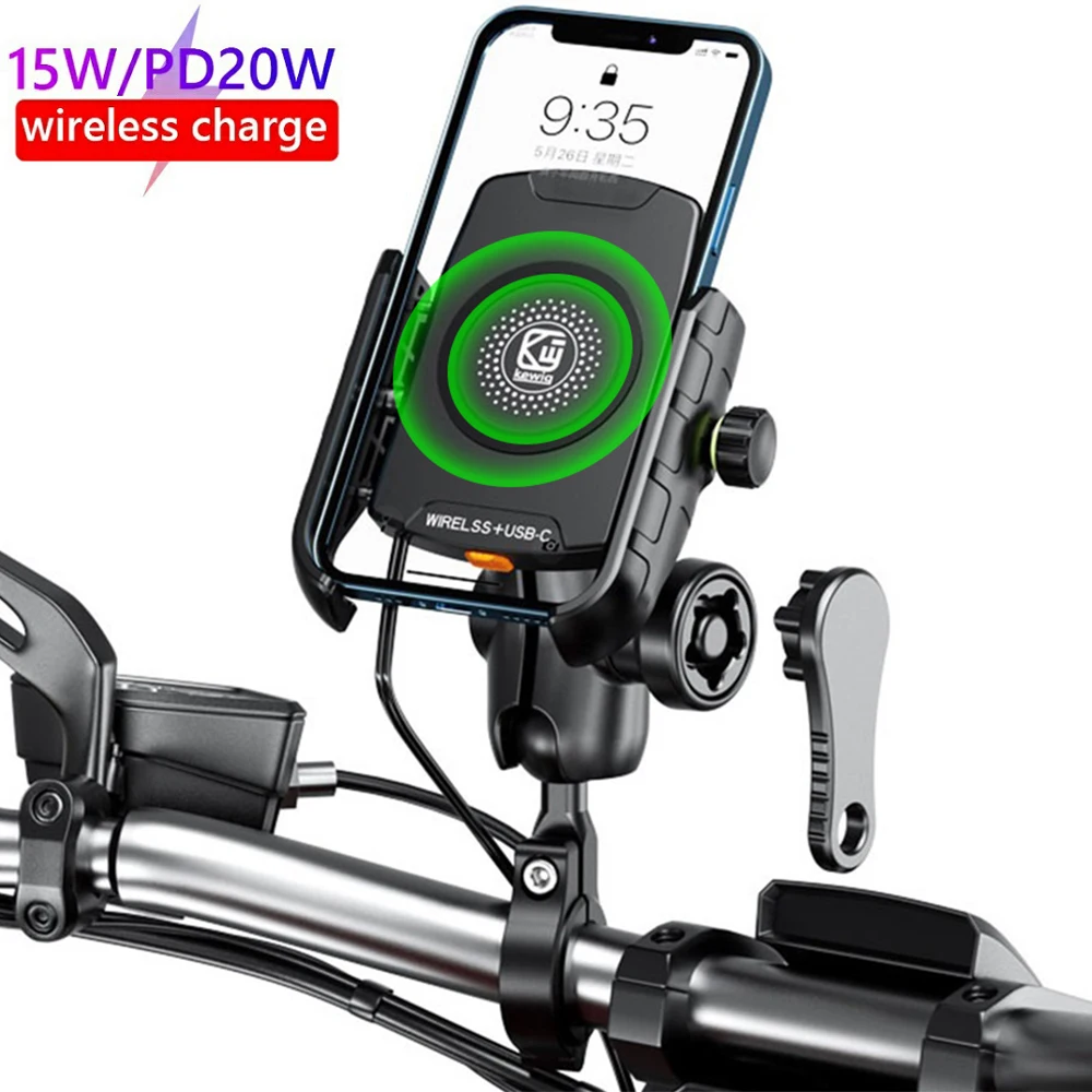 Motorfiets Telefoon Houder Draadloos Opladen Cradle 3.0 Snellader GPS Moto Ondersteuning Mobiele Telefoon Stuur Mount voor 4-7 inch Telefoon